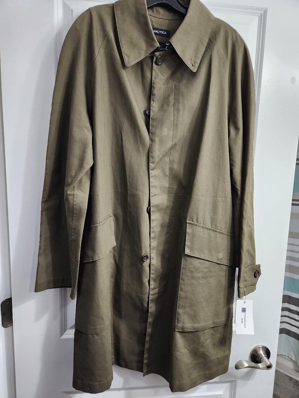 Nautica Olive Trench Coat for Men